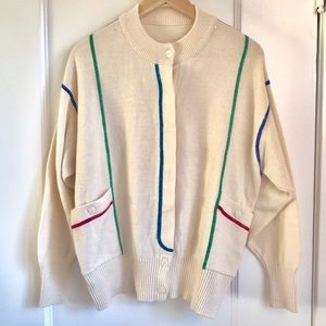VINTAGE Italian Sweater Cardigan w/Contrast Stich